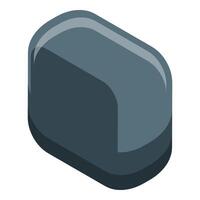 Blank rounded rectangular button isometric icon vector
