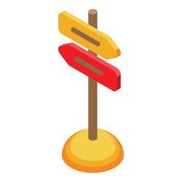 Two directional signposts pointing in different directions on a wooden post vector