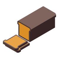 Sliced bread loaf in paper packaging being opened for breakfast vector