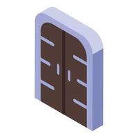 Double door icon representing entry and access in isometric view vector