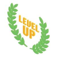 Laurel wreath framing level up message for video game achievement vector