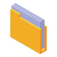 Yellow folder storing several digital documents isometric icon vector