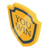 Golden shield showing you win message for game ui vector