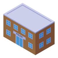 Police station building front view isometric perspective vector