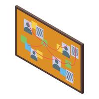 Detectives connecting clues on investigation board with red string vector