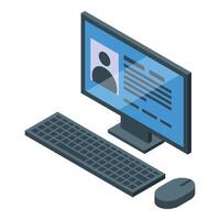 Computer showing user profile with personal data on screen vector