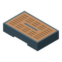 Drainage system isometric showing water flowing through grate vector
