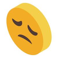 Yellow emoji expressing sadness with downcast eyes vector