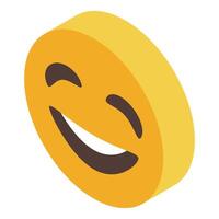 Happy emoji winking and smiling isometric icon vector