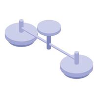Balance scale comparing three round weights on white background vector