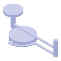 Medical lamp standing on a metal rod with round base is shining light vector