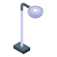 Modern street lamp standing on a square base is lighting up vector
