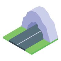 Road is passing under an arched tunnel in the mountain vector