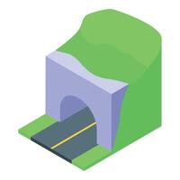 Road passing through tunnel in mountain isometric illustration vector