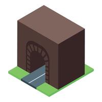 Road passing through tunnel in mountain isometric illustration vector
