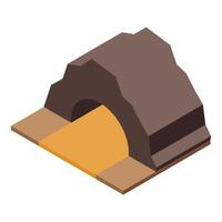 Mining tunnel crossing under a rock formation vector