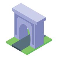 Road passing through stone archway in isometric view vector