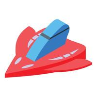 Red spaceship flying through space exploration vector