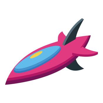 Pink rocket flying in outer space for science fiction projects vector