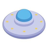 Alien spaceship flying through space exploring the galaxy vector