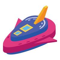 Modern spaceship flying through space with open windows vector
