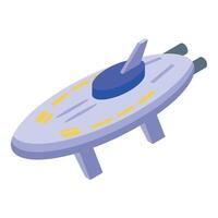 Alien spaceship hovering in the air with open hatch vector