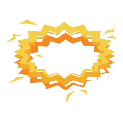 Abstract yellow star shape creating a blank speech bubble