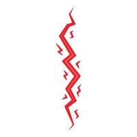 Red lightning bolt spreading light and energy on white background vector
