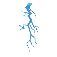 Blue lightning strike spreading its branches on white background vector