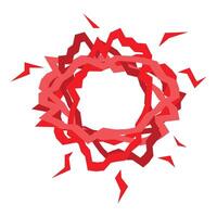 Red abstract circular shape with jagged edges forming a frame vector