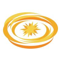 Yellow star shape surrounded by swirling circles vector