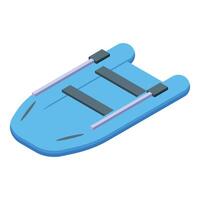 Blue inflatable boat with oars is waiting for rowers vector