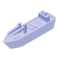 Isometric projection of empty cargo ship sailing on water vector