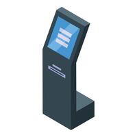 Information kiosk displaying interactive content with touchscreen interface vector