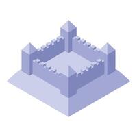 Medieval fortress standing strong on hilltop in isometric view vector