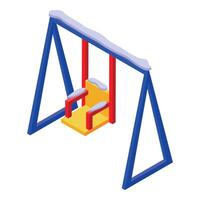 Empty swing set covered with snow during winter vector