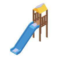 Playground slide covered with snow isometric icon vector