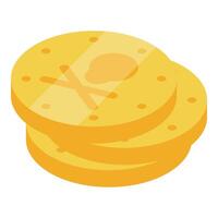 Stack of gold pirate doubloons with skull and crossbones vector