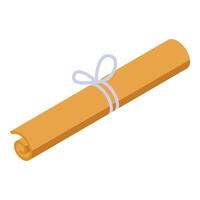 Rolled paper scroll tied with string isometric icon vector
