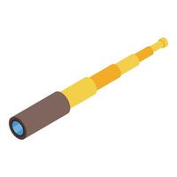 Golden handheld telescope observing distant objects vector