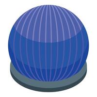 Blue fitness ball standing on floor isometric icon vector