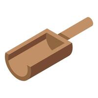 Wooden scoop for bulk products lying horizontally isolated vector