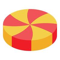Round candy showing swirling red and yellow pattern vector
