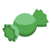 Green round chocolate candy with wrapper wrapped around vector