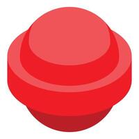 Red sphere balancing on top of another red sphere creating abstract shape vector