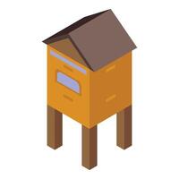 Yellow mailbox standing on wooden legs isometric view vector