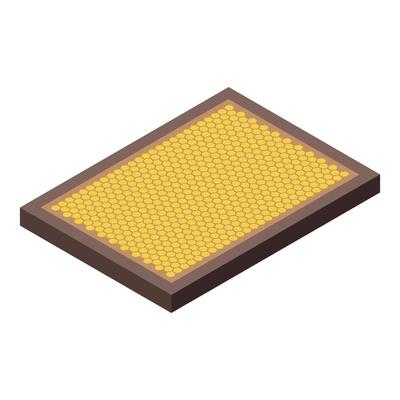 Honeycomb frame isometric illustration representing beekeeping and sweet honey production
