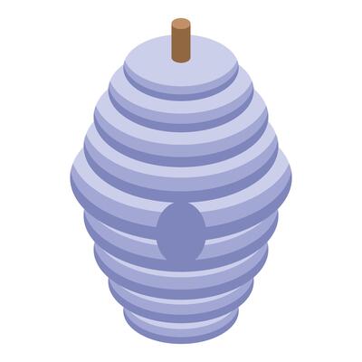 Purple beehive standing on white background