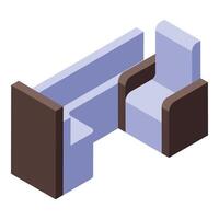 Modern train seat with armrest and footrest isometric view vector