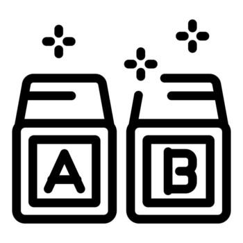 comparando opciones un y si utilizando juguete bloques icono vector